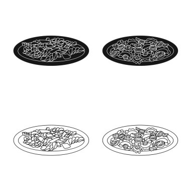 Makarna ve karbonhidrat simgesi yalıtılmış nesne. Makarna ve makarna koleksiyonu vektör hisse senedi simgesi.