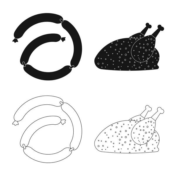 Objeto aislado de carne y jamón icono. Colección de ilustración de vectores de carne y caldo de cocina . — Archivo Imágenes Vectoriales