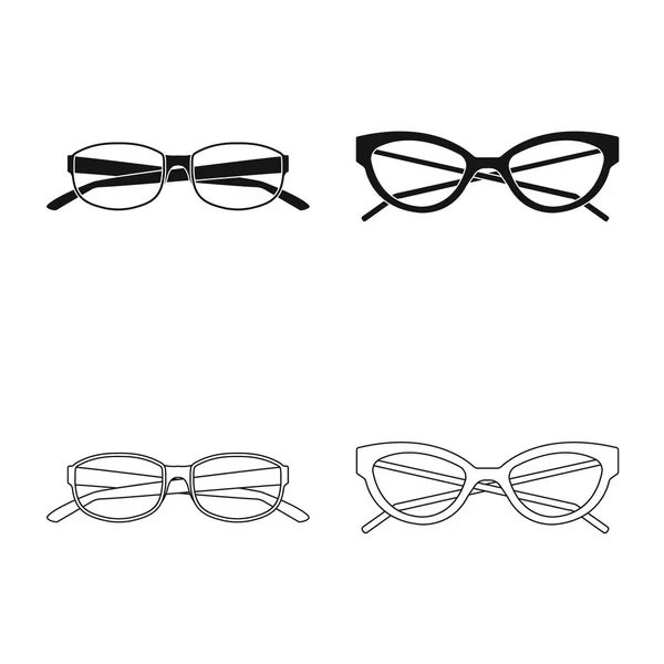 Design vettoriale degli occhiali e dell'icona della cornice. Set di occhiali e icona vettoriale accessoria per magazzino . — Vettoriale Stock