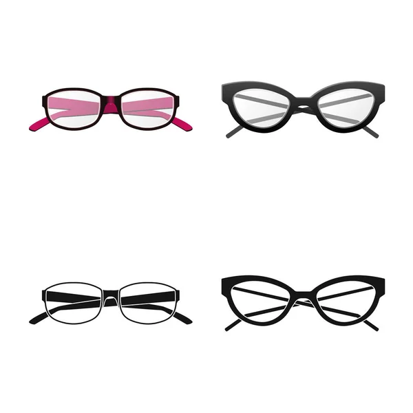 Conception vectorielle de lunettes et symbole de monture. Ensemble de lunettes et icône vectorielle accessoire pour stock . — Image vectorielle