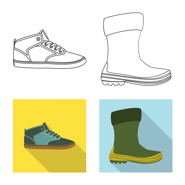 Vektor design av sko och skodon ikonen. Ställ in i skon och foten lager vektorillustration. — Stock vektor