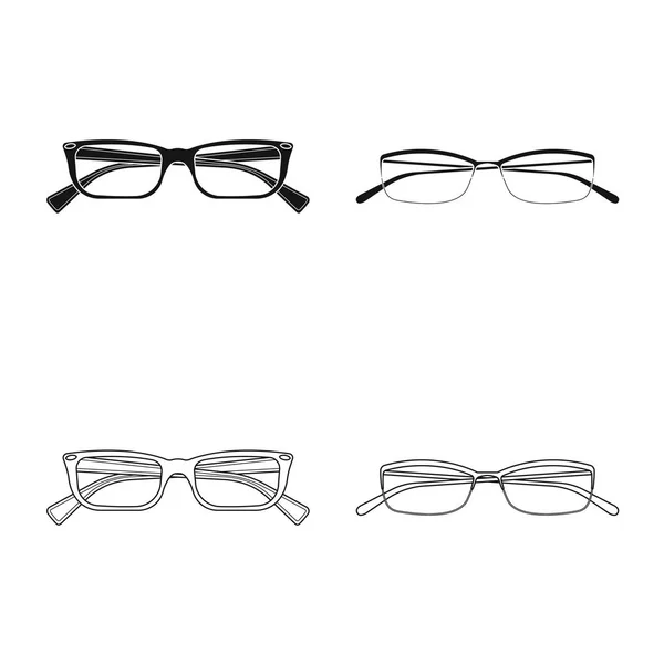 Elkülönített objektum szemüveg és keret jel. Gyűjteménye szemüveg és tartozék készlet vektoros illusztráció. — Stock Vector