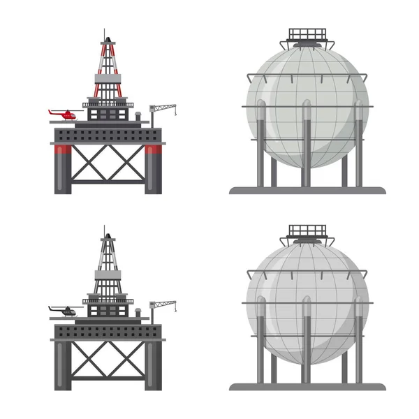 Illustrazione vettoriale del logo del petrolio e del gas. Set di icone vettoriali olio e benzina per magazzino . — Vettoriale Stock