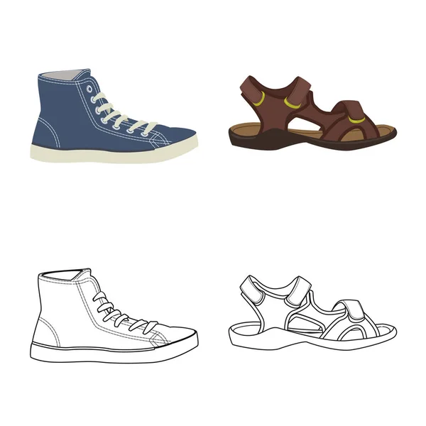 Objet isolé de chaussure et de chaussure signe. Ensemble de chaussure et symbole de stock de pied pour la toile . — Image vectorielle