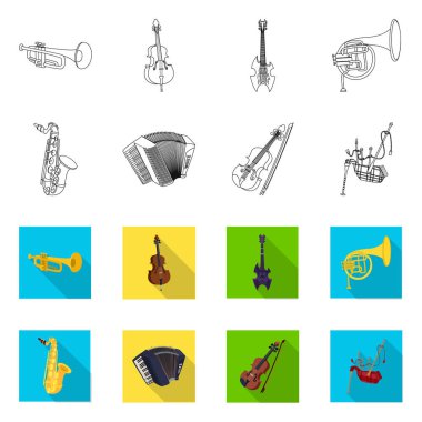 Müzik ve şarkı simge vektör tasarımı. Hisse senedi için müzik ve araç vektör simge kümesi.