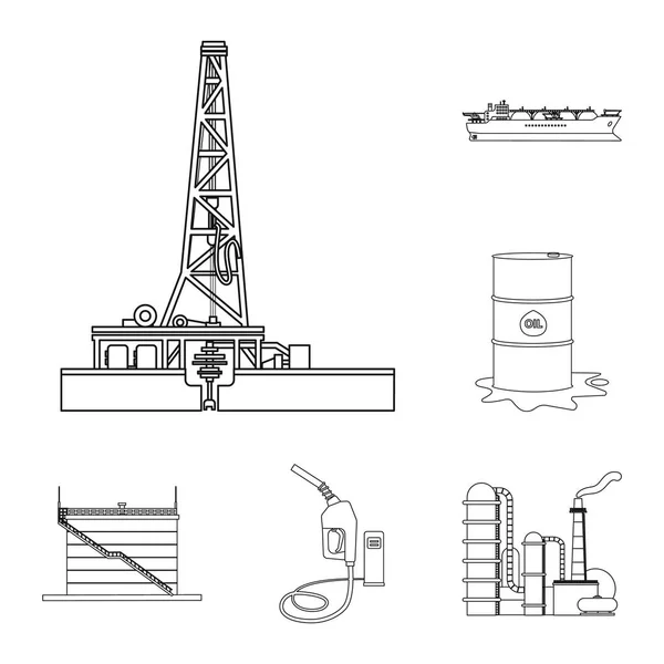 Векторний дизайн нафтогазової іконки. Набір піктограм нафти і бензину для запасів . — стоковий вектор