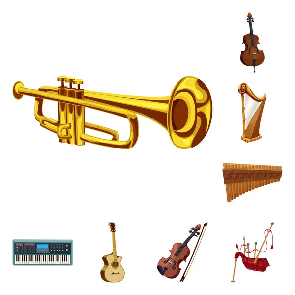 Vector ontwerp van muziek en melodie pictogram. Collectie van muziek en instrument voorraad vectorillustratie. — Stockvector