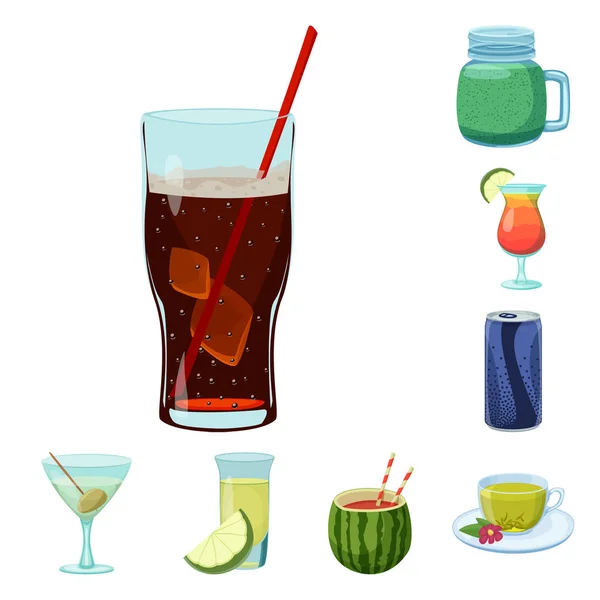 Vektor desain minuman dan ikon bar. Set of drink and party vector icon for stock . - Stok Vektor