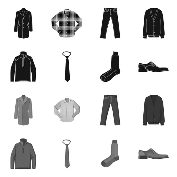 Vectorillustratie van mens en kleding teken. Collectie van mens en slijtage vector pictogram voor voorraad. — Stockvector