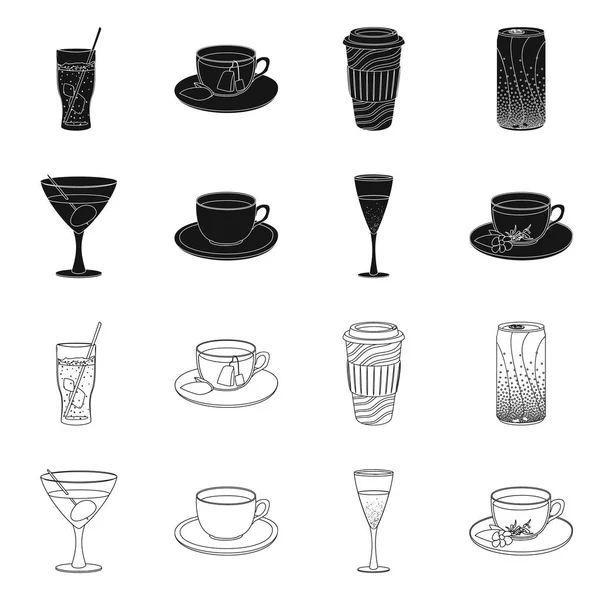 Ilustración vectorial del signo de bebida y bar. Conjunto de bebidas y partido icono vectorial para stock . — Archivo Imágenes Vectoriales