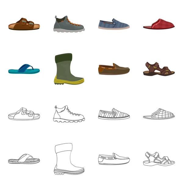 Isolated object of shoe and footwear logo. Collection of shoe and foot vector icon for stock. — Stock Vector