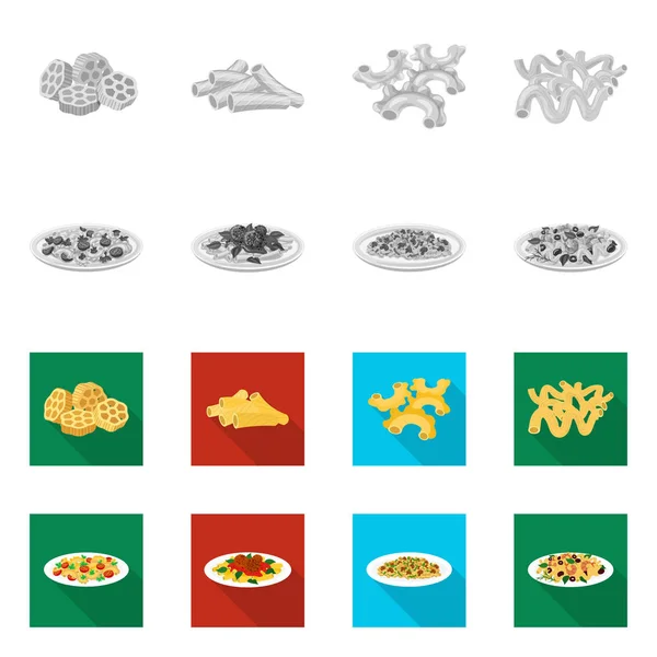 Vektorillustration von Pasta und Kohlenhydrat-Logo. Pasta und Makkaroni-Vektorsymbol für Vorrat. — Stockvektor