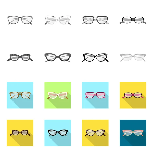 Isolerade objekt glas och ram tecken. Insamling av glasögon och tillbehör aktiesymbol för webben. — Stock vektor