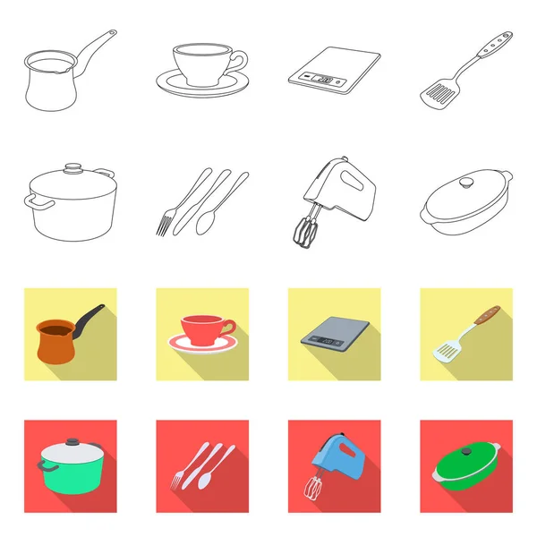 Vectorillustratie van keuken en cook logo. Set van keuken- en apparatenbouw voorraad vectorillustratie. — Stockvector