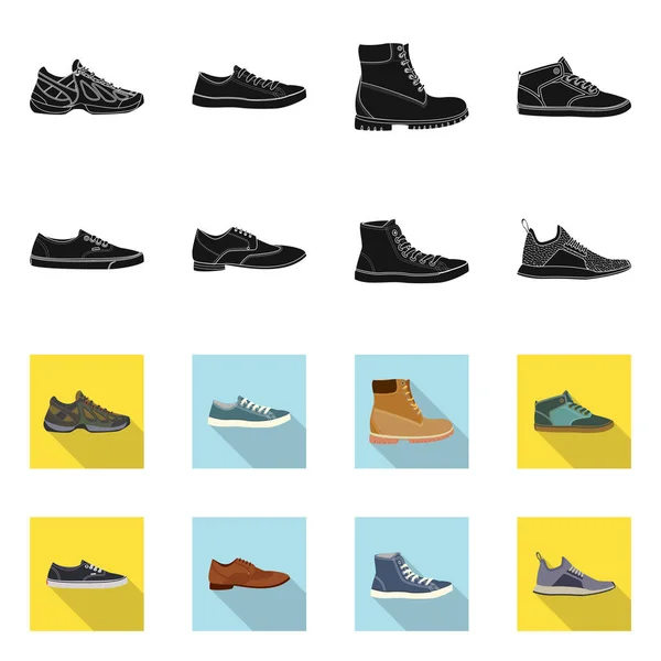 Geïsoleerde object van pictogram schoen en schoeisel. Collectie van schoen en voet voorraad vectorillustratie. — Stockvector