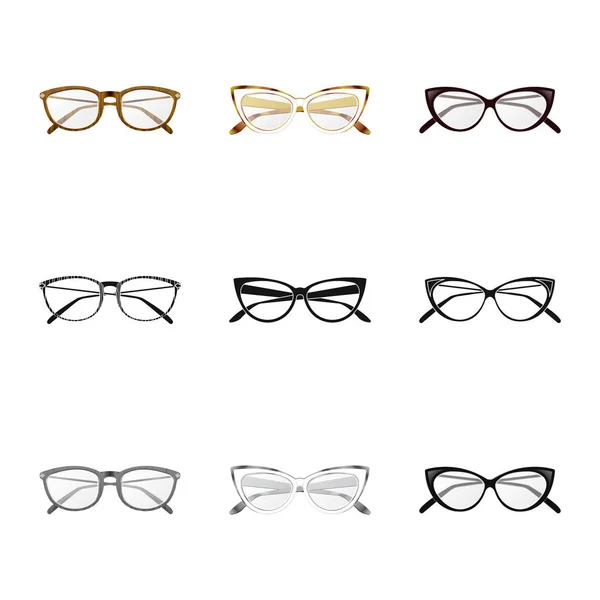 Objet isolé de lunettes et symbole de monture. Collection de lunettes et accessoires illustration vectorielle de stock . — Image vectorielle