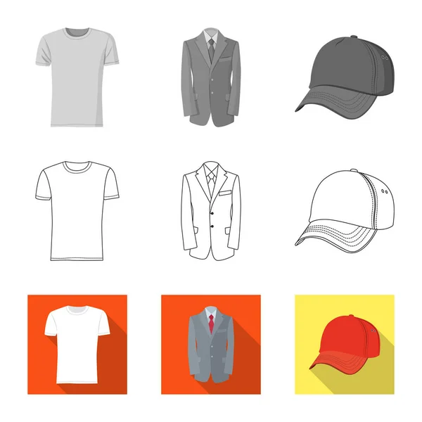 人と服の記号のベクター デザイン。Web の男と摩耗のストック シンボルのコレクション. — ストックベクタ