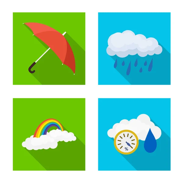 Isoliertes Objekt von Wetter und Klima-Logo. Wetter- und Wolkenvektorsymbole für Aktien. — Stockvektor