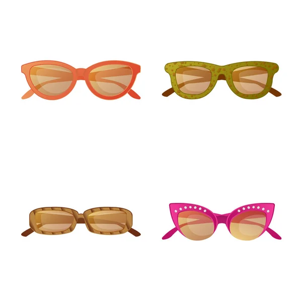 Illustration vectorielle de lunettes et de lunettes de soleil signe. Collection de lunettes et accessoire stock symbole pour web . — Image vectorielle