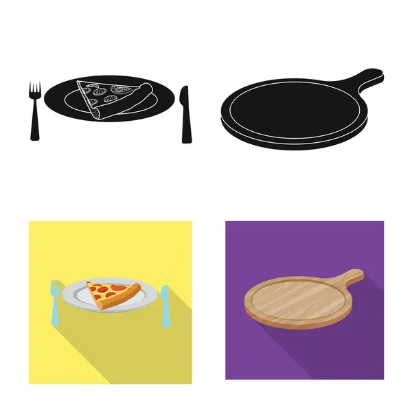 Vectorillustratie van en pizza eten symbool. Collectie van pizza en Italië vector pictogram voor voorraad. — Stockvector