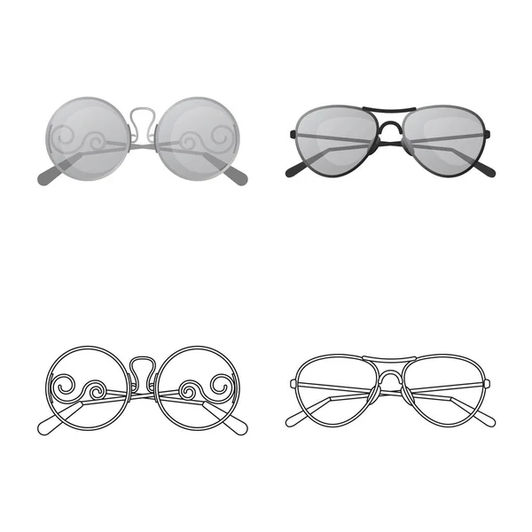 Εικονογράφηση διάνυσμα λογότυπο γυαλιά και γυαλιά ηλίου. Σετ ποτήρια και αξεσουάρ σύμβολο μετοχής για το web. — Διανυσματικό Αρχείο