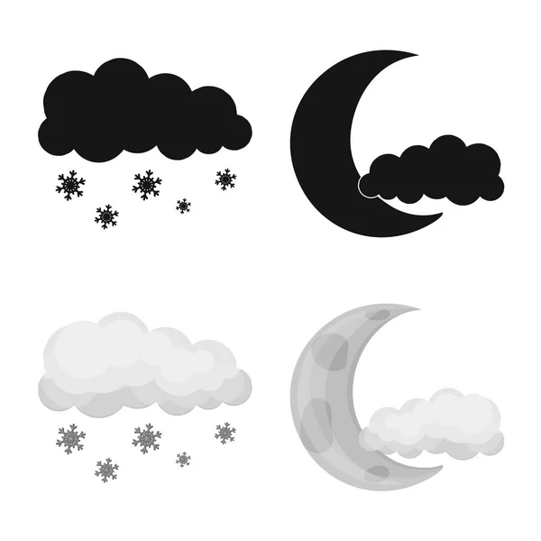 Illustrazione vettoriale del clima e del segno climatico. Raccolta di icone meteo e vettoriali cloud per stock . — Vettoriale Stock