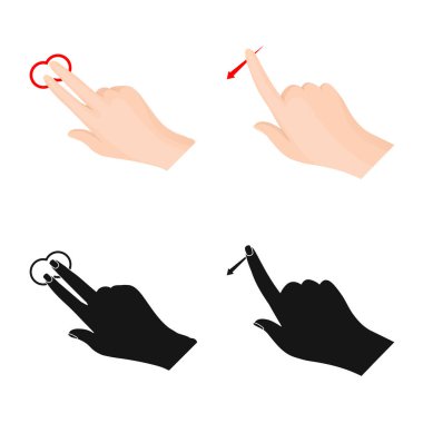 Vektör çizimi dokunmatik ve el işareti. Hisse senedi için dokunmatik ekran ve dokunmatik vektör simge topluluğu.