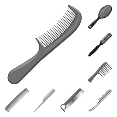 Fırça ve saç logo vektör tasarımı. Hisse senedi için fırça ve saç fırçası vektör simge kümesi.