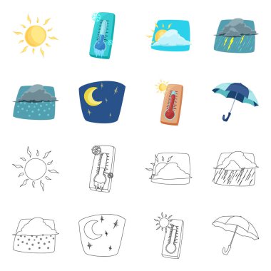 Hava ve İklim simge vektör tasarımı. Hava ve bulut hisse senedi vektör çizim topluluğu.
