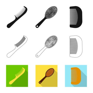 Fırça ve saç işareti vektör tasarımı. Fırça ve saç fırçası hisse senedi vektör çizim topluluğu.