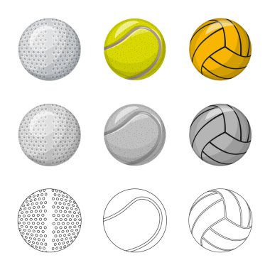 Spor ve topu işareti yalıtılmış nesne. Spor ve hisse senedi için atletik vektör simge kümesi.