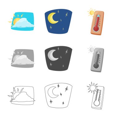 Hava ve İklim simgesi yalıtılmış nesne. Web için hava ve bulut hisse senedi simgesi kümesi.