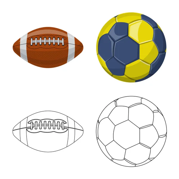 Geïsoleerde object van sport en bal logo. Verzameling van sport en atletische aandelensymbool voor web. — Stockvector