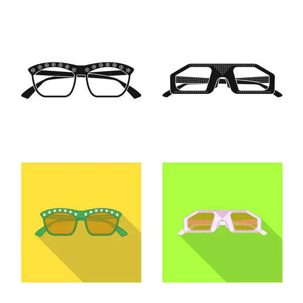 Objeto aislado de gafas y logotipo de gafas de sol. Conjunto de gafas y accesorio símbolo de stock para web . — Vector de stock