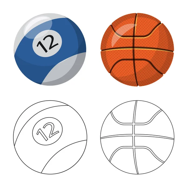 Diseño vectorial del logo del deporte y la pelota. Conjunto de deporte y símbolo de stock atlético para web . — Vector de stock