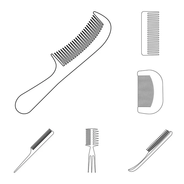 Fırça ve saç işareti yalıtılmış nesne. Hisse senedi için fırça ve saç fırçası vektör simge kümesi. — Stok Vektör