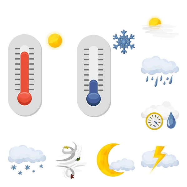 Conception vectorielle des signes météorologiques et climatiques. Ensemble d'icônes vectorielles météo et nuage pour stock . — Image vectorielle