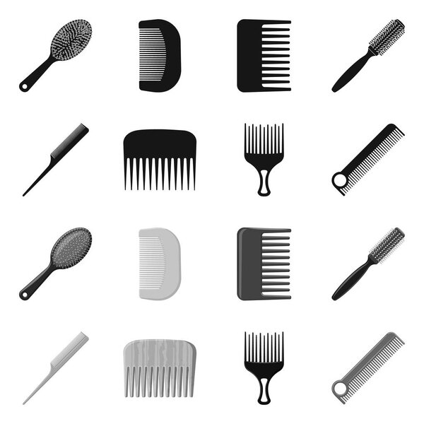 Isolated object of brush and hair symbol. Set of brush and hairbrush vector icon for stock.