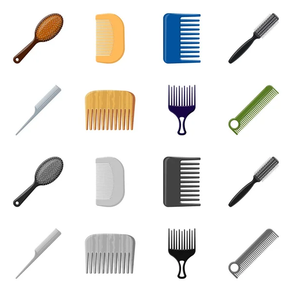 Objet isolé de brosse et icône de cheveux. Jeu de brosses et brosses à cheveux illustration vectorielle . — Image vectorielle