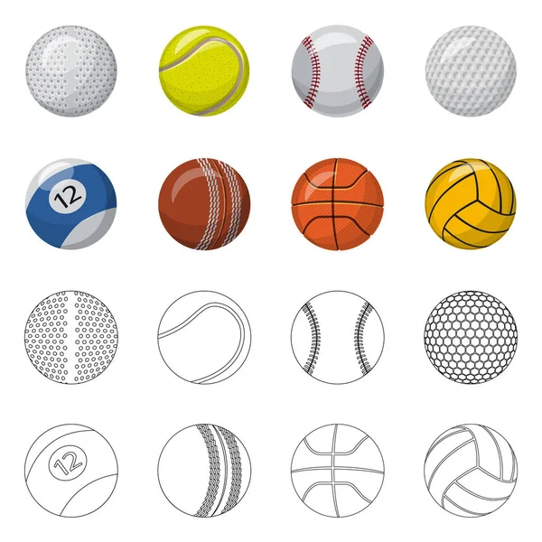 Vektor-Illustration von Sport und Ballzeichen. Sammlung sportlicher und athletischer Aktiensymbole für das Web. — Stockvektor