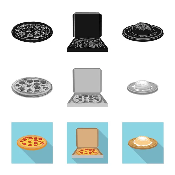 Ilustración vectorial de pizza y símbolo de comida. Colección de pizza y italia stock vector ilustración . — Vector de stock