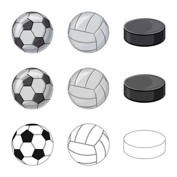 Oggetto isolato di sport e segno di palla. Raccolta di sport e atletica simbolo stock per il web . — Vettoriale Stock