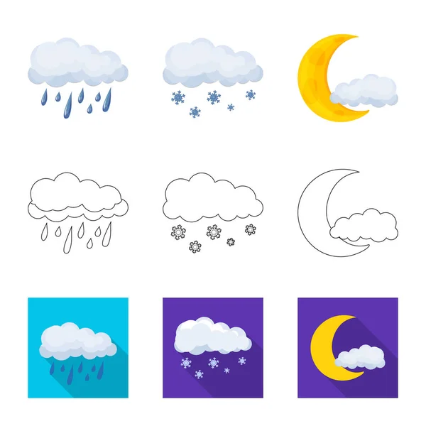Vectorillustratie van weer en klimaat teken. Set van weer en cloud aandelensymbool voor web. — Stockvector