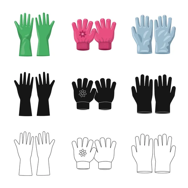 手套和冬天标志的向量例证。一套手套和设备矢量图标股票. — 图库矢量图片