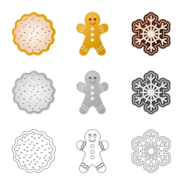 Conception vectorielle de biscuit et plaque de cuisson. Ensemble d'illustrations vectorielles de biscuits et de chocolat . — Image vectorielle