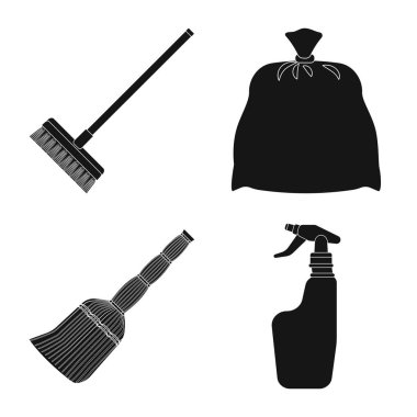 Temizlik ve servis simge vektör tasarımı. Temizlik ve ev hisse senedi vektör çizim seti.