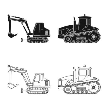 Yapı ve inşaat simge vektör tasarımı. Yapı ve makine hisse senedi vektör çizim seti.