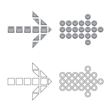 Öğe ve ok simge vektör Illustration. Web için öğe ve yön hisse senedi simgesi kümesi.