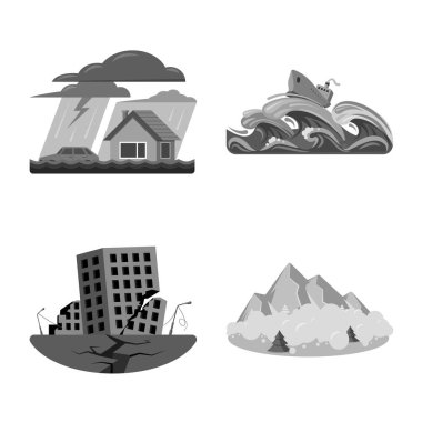 Doğal ve felaket sembolü yalıtılmış nesne. Doğal kümesi ve web için risk hisse senedi simgesi.