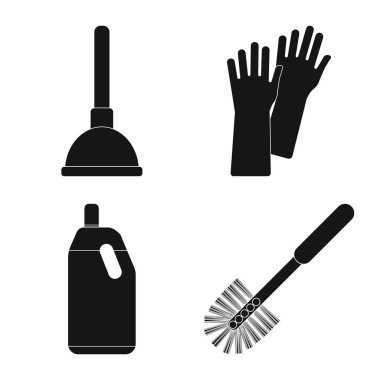 Temizlik ve servis işareti vektör tasarımı. Temizlik ve ev hisse senedi vektör çizim seti.